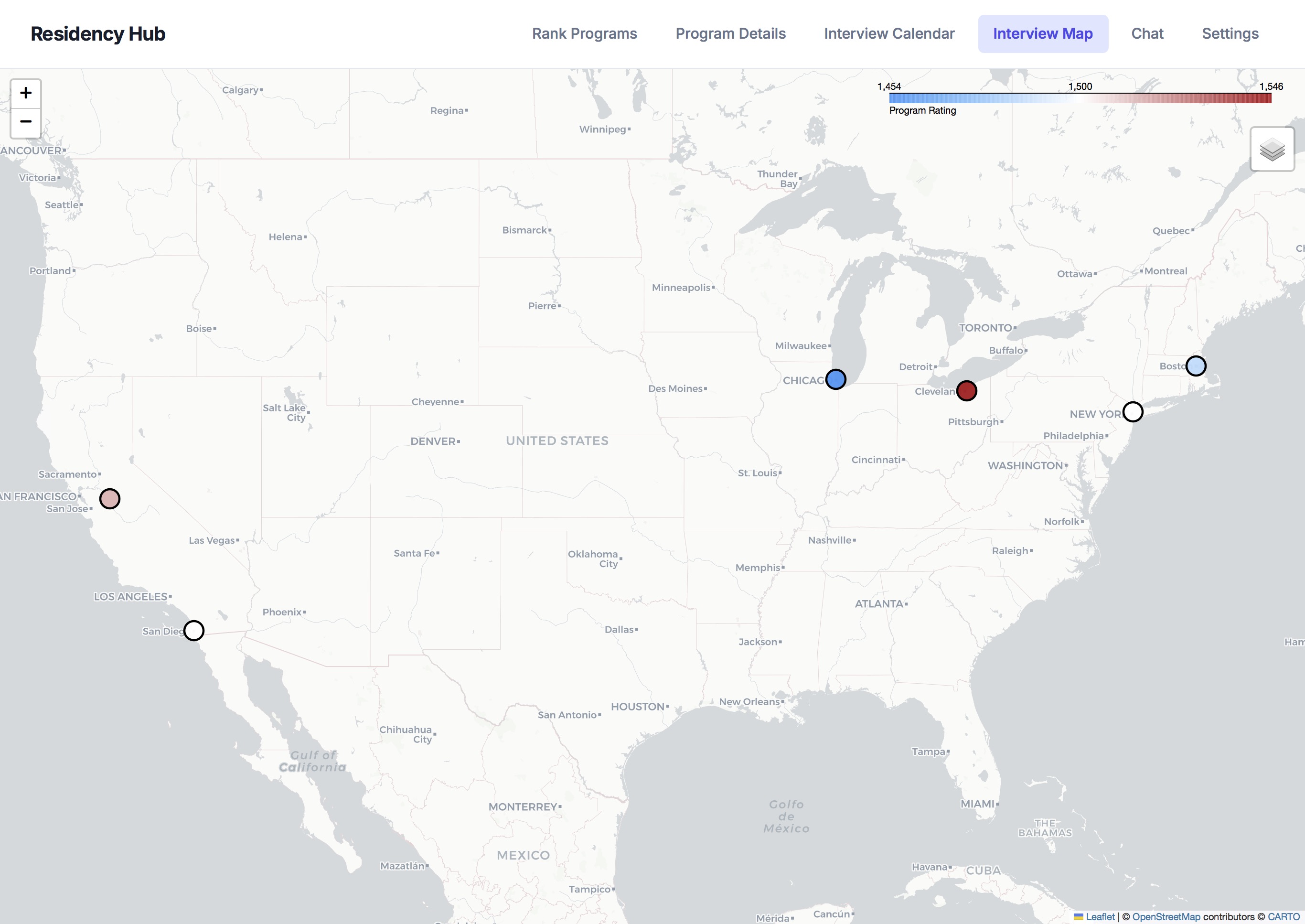 Screenshot of the Residency Map